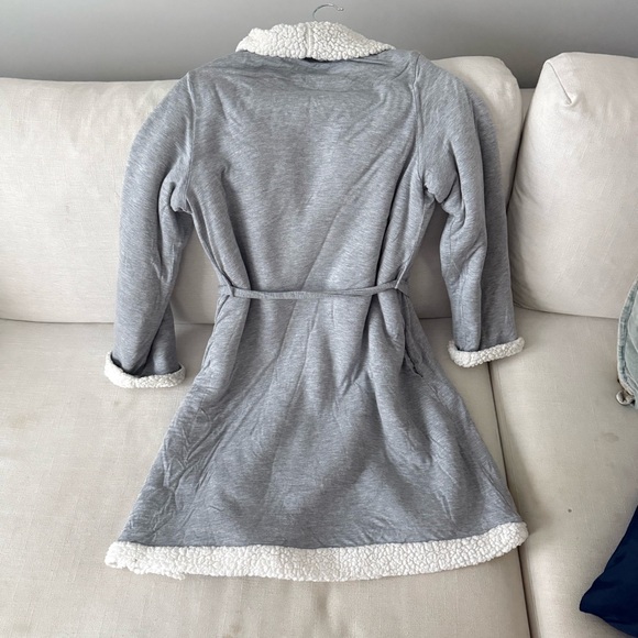 EBERJEY - Alpine Chic Reversable Modal-Jersey & Fleece Robe - Grey - Size S - Picture 3 of 5